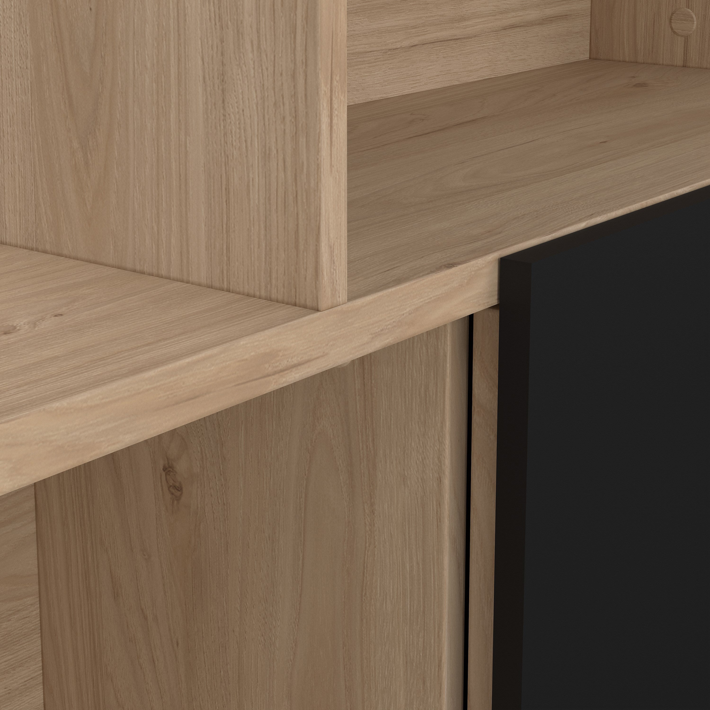Maze Asymmetrical Bookcase with 3 Doors in Jackson Hickory and Black – FTG, view 8