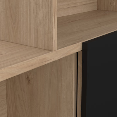 Maze Asymmetrical Bookcase with 3 Doors in Jackson Hickory and Black – FTG, view 8