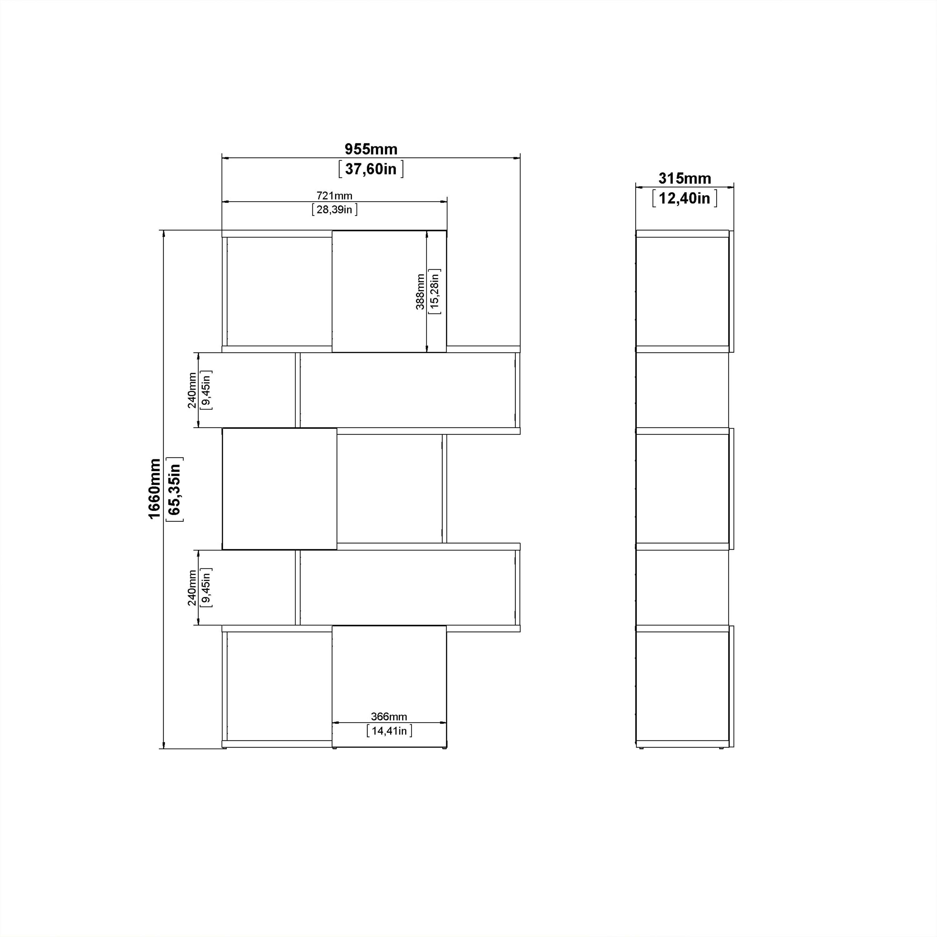 Maze Asymmetrical Bookcase with 3 Doors in Jackson Hickory and Concrete – FTG, view 9