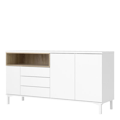 Roomers Sideboard 3 Drawers 3 Doors in White and Oak – FTG, view 4