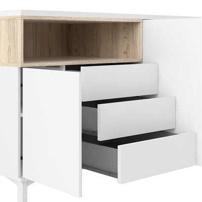 Roomers Sideboard 3 Drawers 3 Doors in White and Oak – FTG, view 9