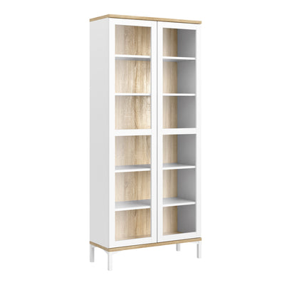 Roomers Display Cabinet Glazed 2 Doors in White and Oak – FTG