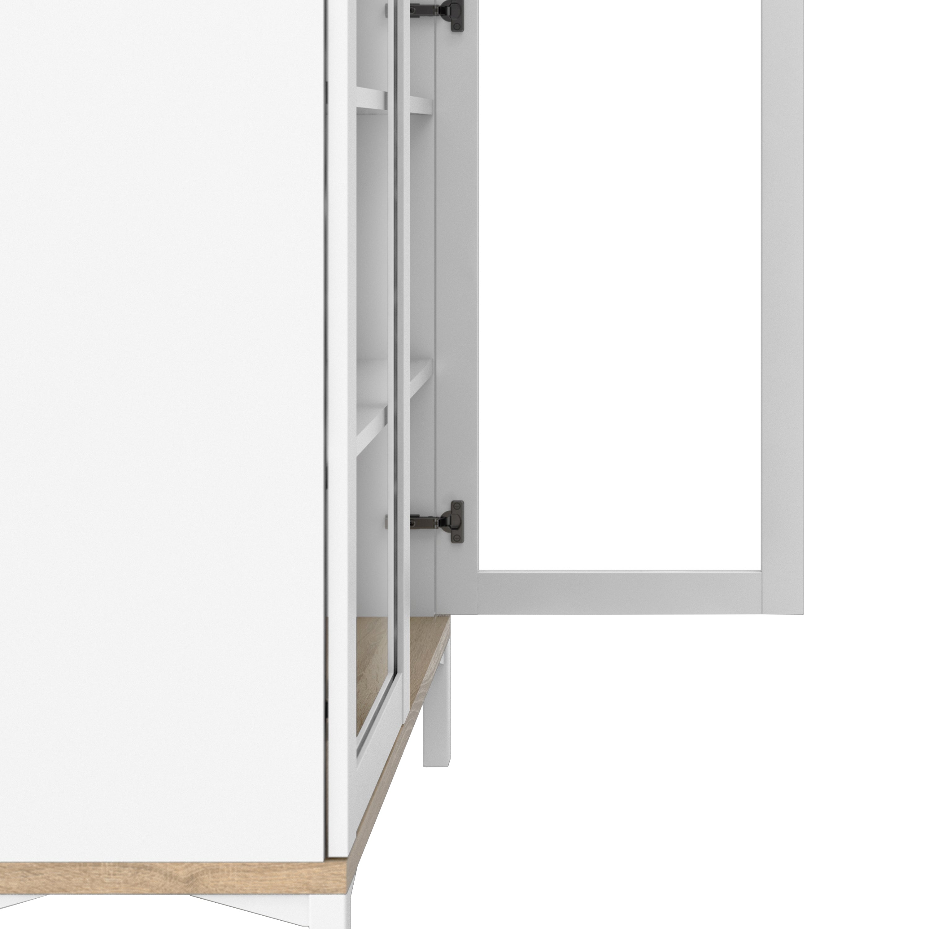 Roomers Display Cabinet Glazed 2 Doors in White and Oak – FTG, view 7