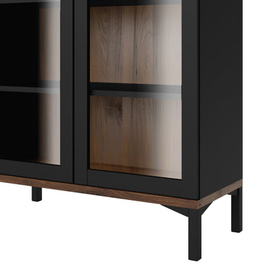 Roomers Display Cabinet Glazed 2 Doors in Black and Walnut – FTG, view 10