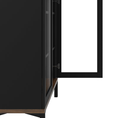 Roomers Display Cabinet Glazed 2 Doors in Black and Walnut – FTG, view 11
