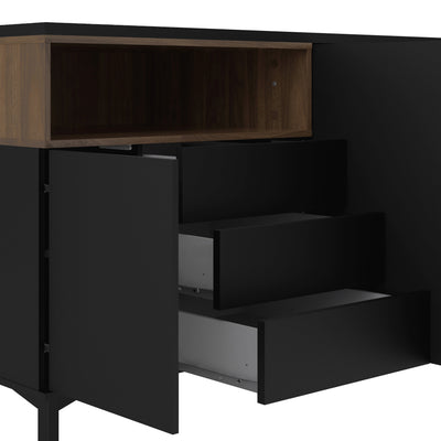 Roomers Sideboard 3 Drawers 3 Doors in Black and Walnut – FTG, view 10