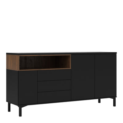 Roomers Sideboard 3 Drawers 3 Doors in Black and Walnut – FTG