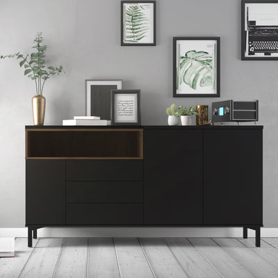 Roomers Sideboard 3 Drawers 3 Doors in Black and Walnut – FTG, view 5