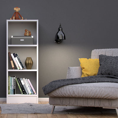Basic Low Narrow Bookcase (2 Shelves) in White – FTG, view 4