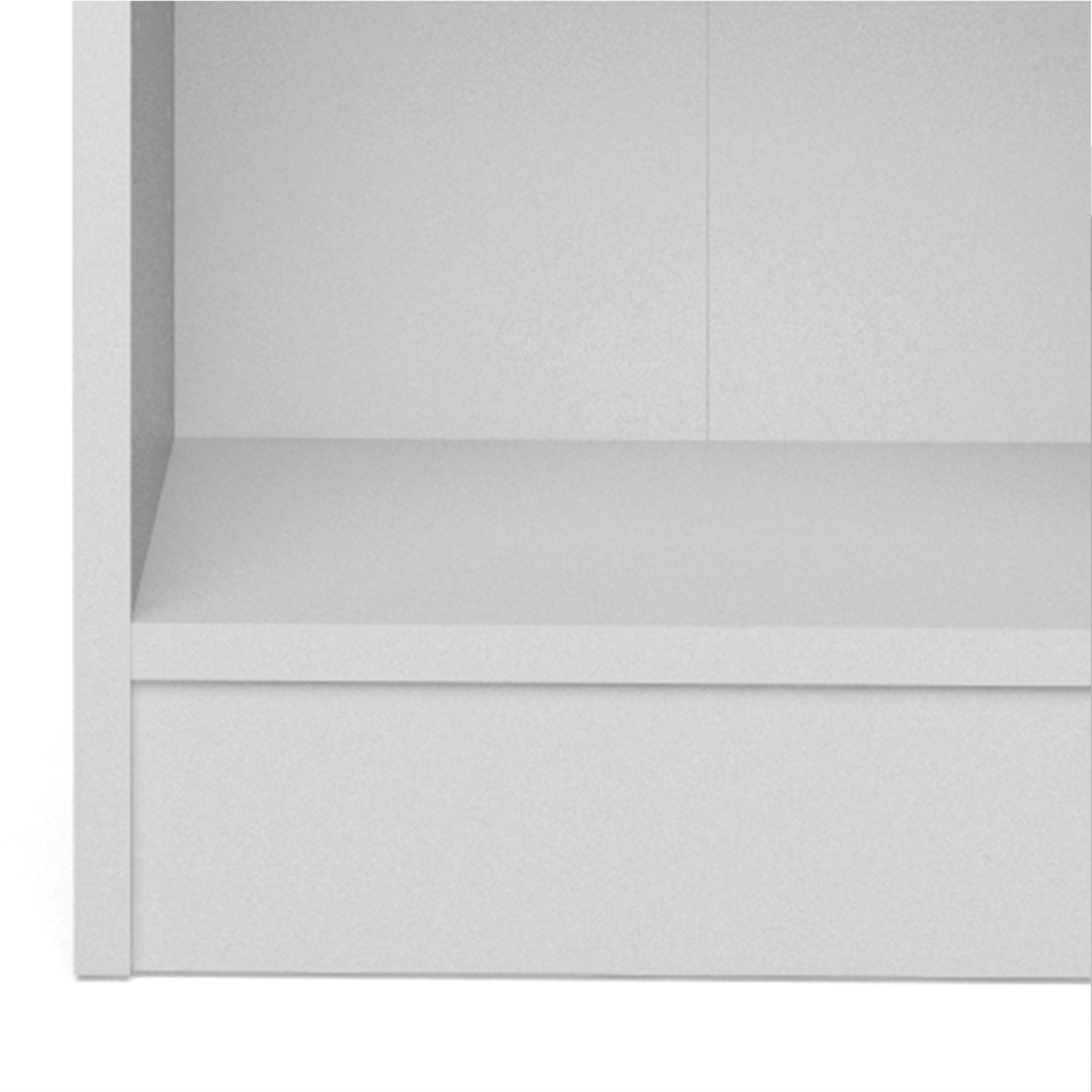 Basic Low Narrow Display Cabinet in White (2 Shelves) with Glass White Door