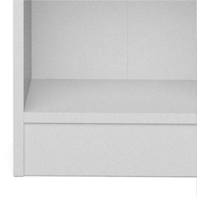 Basic Low Narrow Display Cabinet in White (2 Shelves) with Glass Oak Door