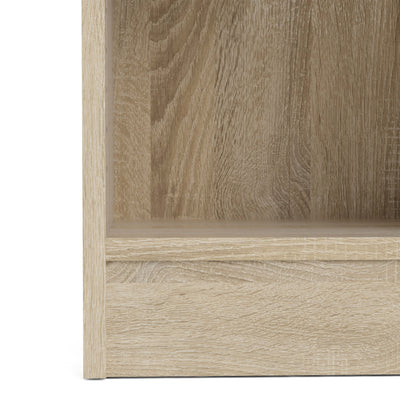 Basic Low Narrow Display Cabinet in Oak (2 Shelves) with Glass Oak Door