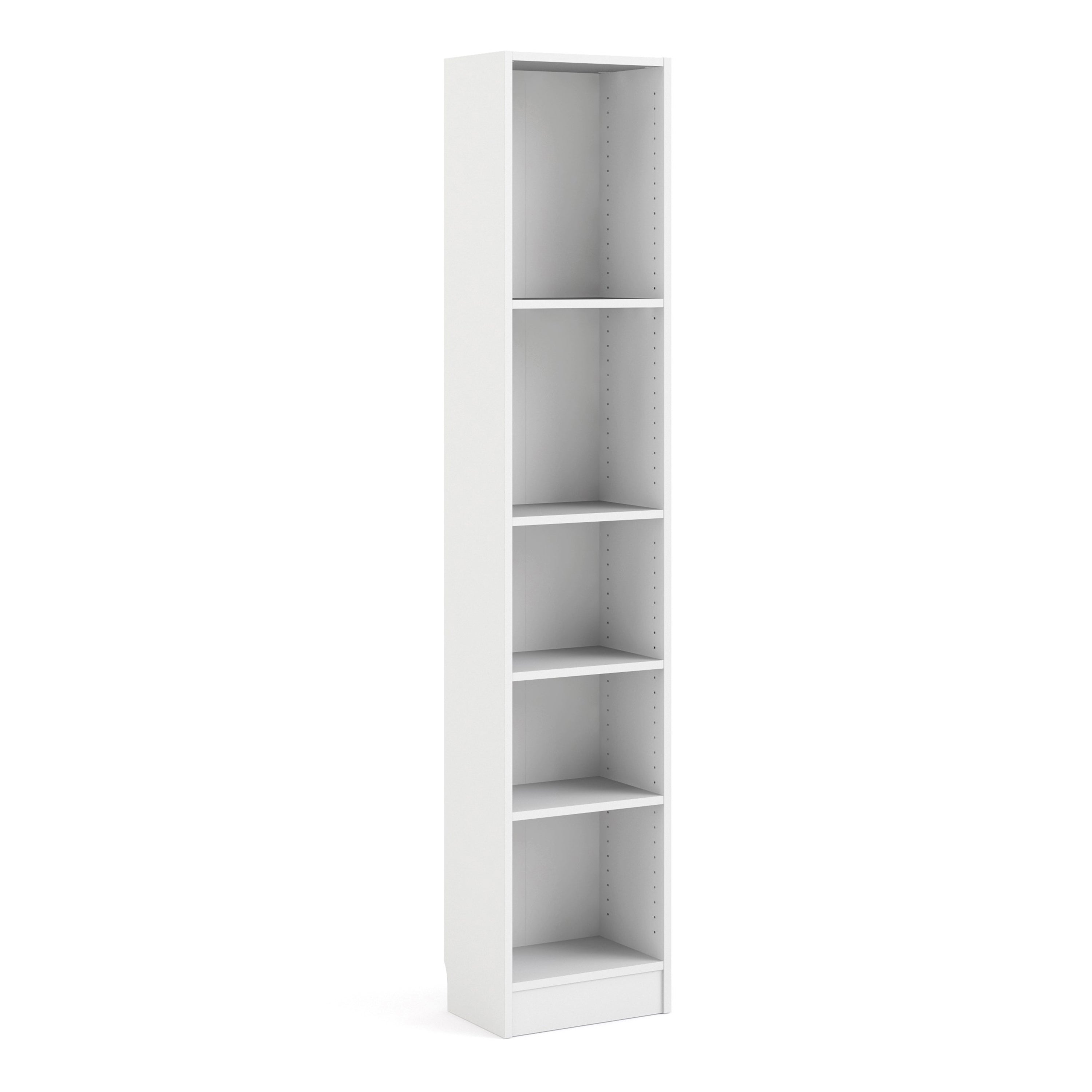 Basic Tall Narrow Bookcase (4 Shelves) in White – FTG