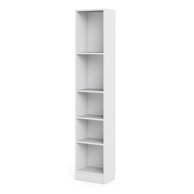 Basic Tall Narrow Bookcase (4 Shelves) in White – FTG, view 2