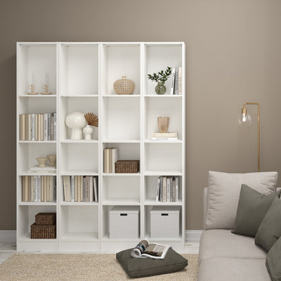 Basic Tall Narrow Bookcase (4 Shelves) in White – FTG, view 4