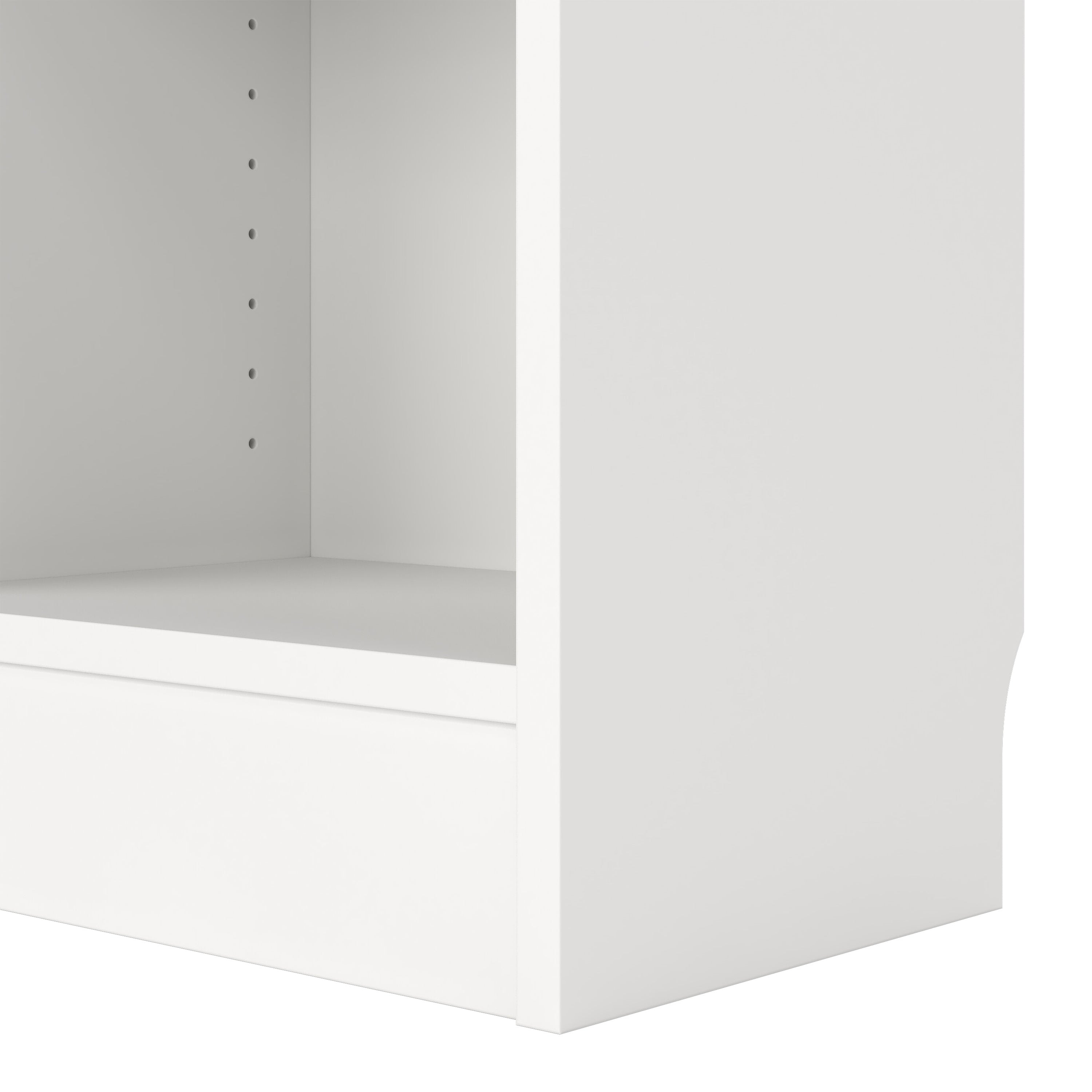 Basic Tall Narrow Combination Storage Bookcase in White (4 Shelves) with Glass Oak Door