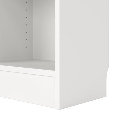 Basic Tall Narrow Combination Storage Bookcase in White (4 Shelves) with Glass Oak Door