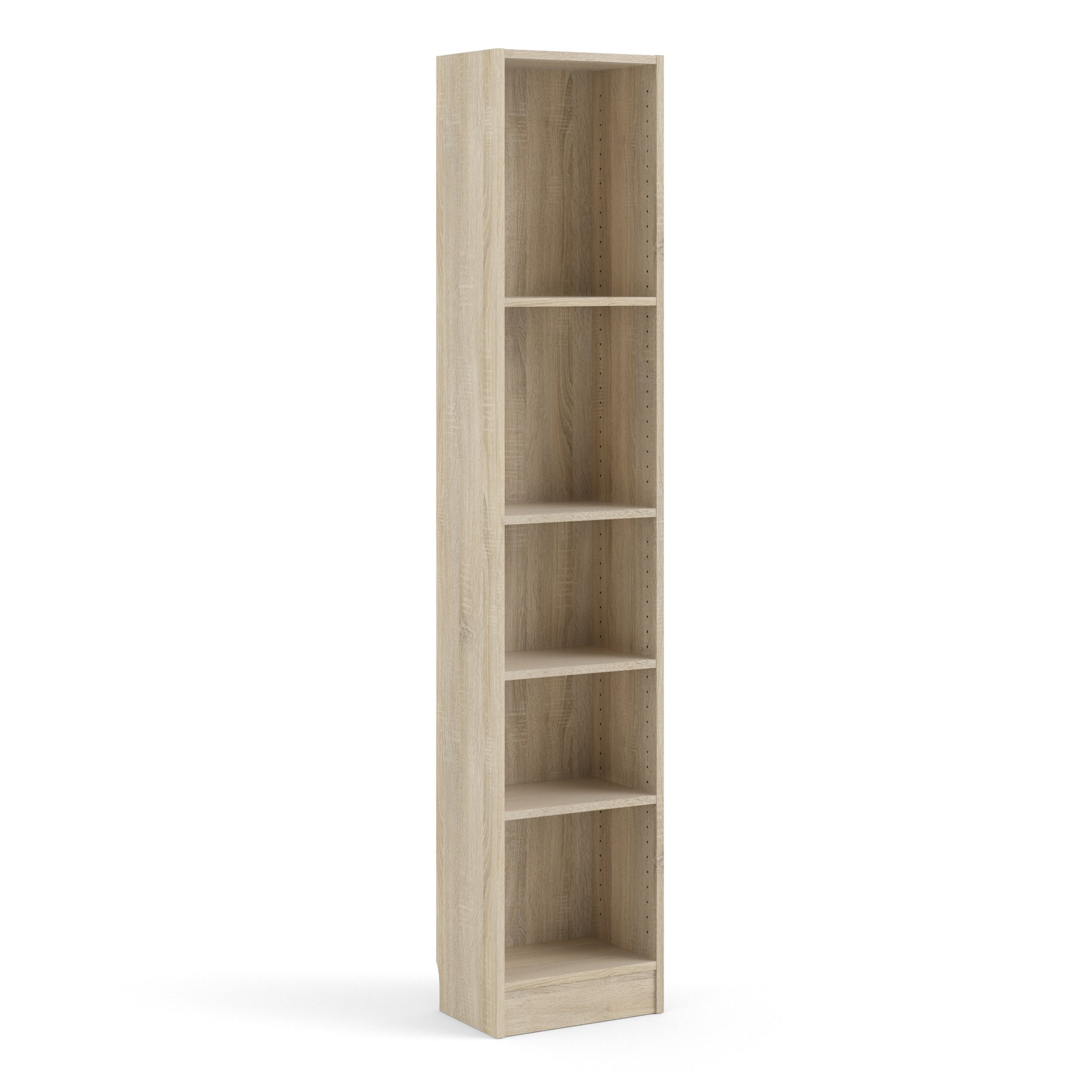 Basic Tall Narrow Bookcase (4 Shelves) in Oak – FTG