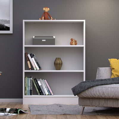 Basic Low Wide Bookcase (2 Shelves) in White – FTG, view 4