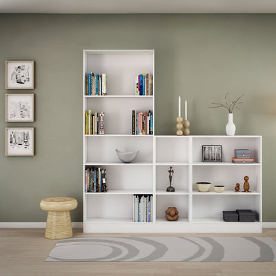 Basic Low Wide Bookcase (2 Shelves) in White – FTG, view 6