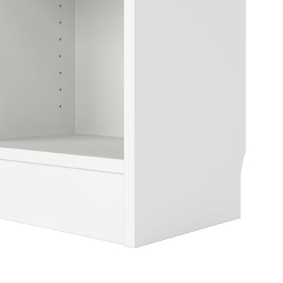 Basic Low Wide Display Cabinet in White (2 Shelves) with 2 Glass Doors in Oak