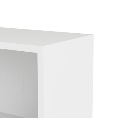 Basic Low Wide Storage Cabinet in White (2 Shelves) with 2 White Doors