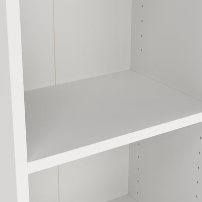Basic Low Wide Storage Cabinet in White (2 Shelves) with 2 White Doors