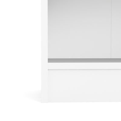Basic Low Wide Storage Cabinet in White (2 Shelves) with 2 White Doors