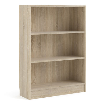 Basic Low Wide Bookcase (2 Shelves) in Oak – FTG