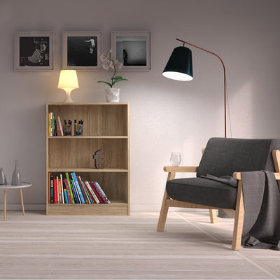 Basic Low Wide Bookcase (2 Shelves) in Oak – FTG, view 5