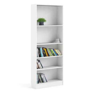 Basic Tall Wide Bookcase (4 Shelves) in White – FTG, view 8