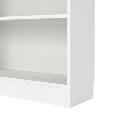 Basic Tall Wide Display Cabinet in White (4 Shelves) with 2 Glass White Doors