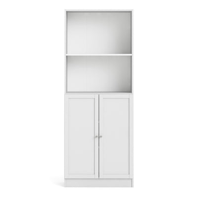 Basic Tall Wide Combination Storage in White (4 Shelves) with 2 White Doors