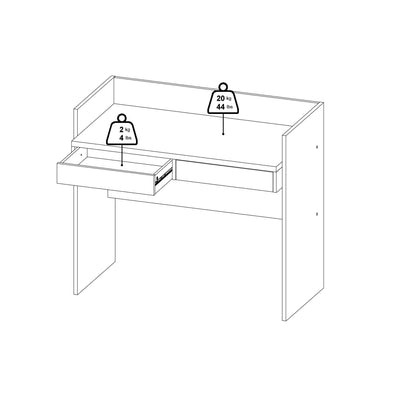 Function Plus Desk 2 Drawers In Jackson Hickory and White – FTG, view 11