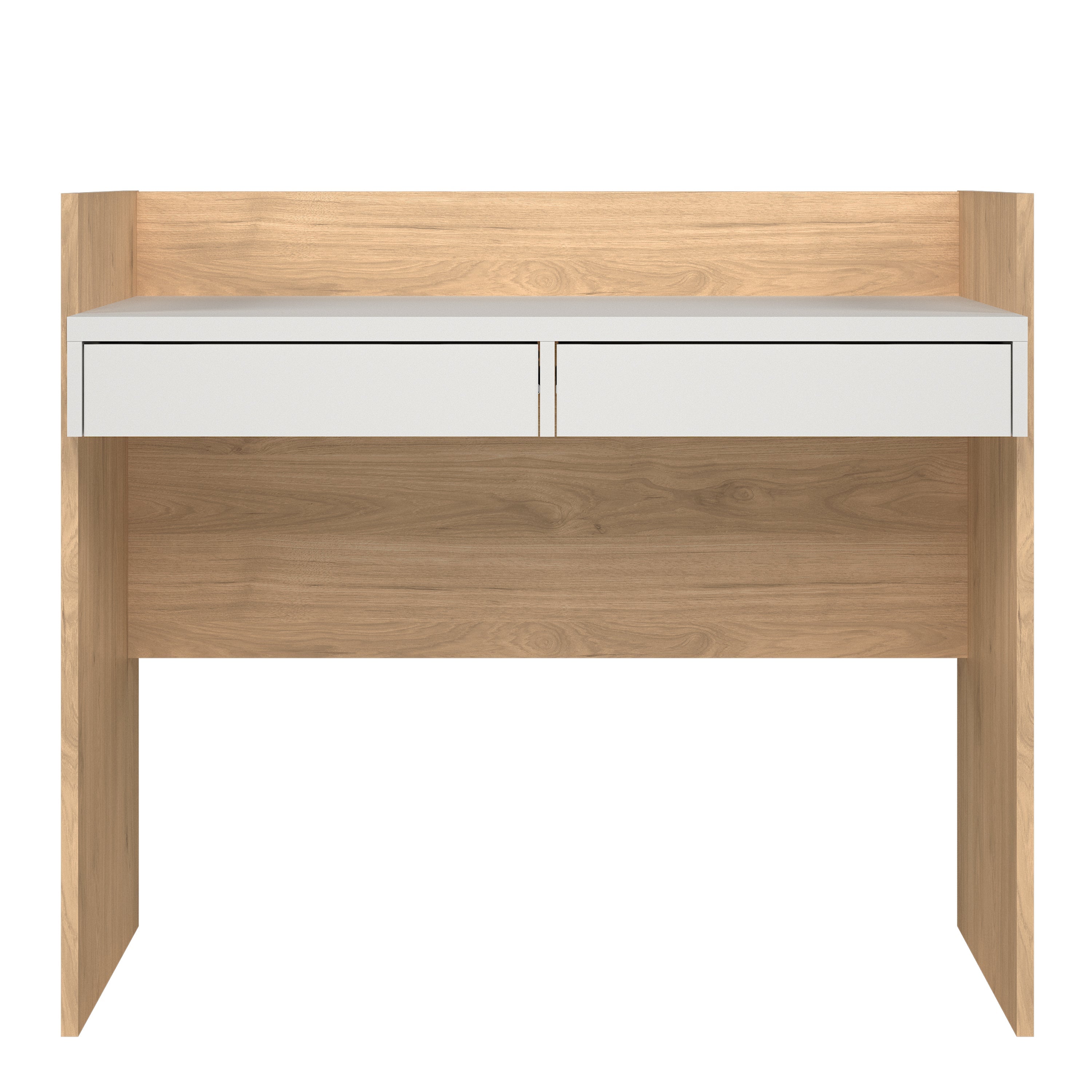 Function Plus Desk 2 Drawers In Jackson Hickory and White – FTG, view 2