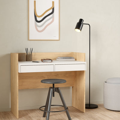 Function Plus Desk 2 Drawers In Jackson Hickory and White – FTG, view 6