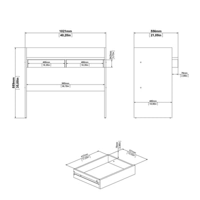Function Plus Desk 2 Drawers In Jackson Hickory and White – FTG, view 9