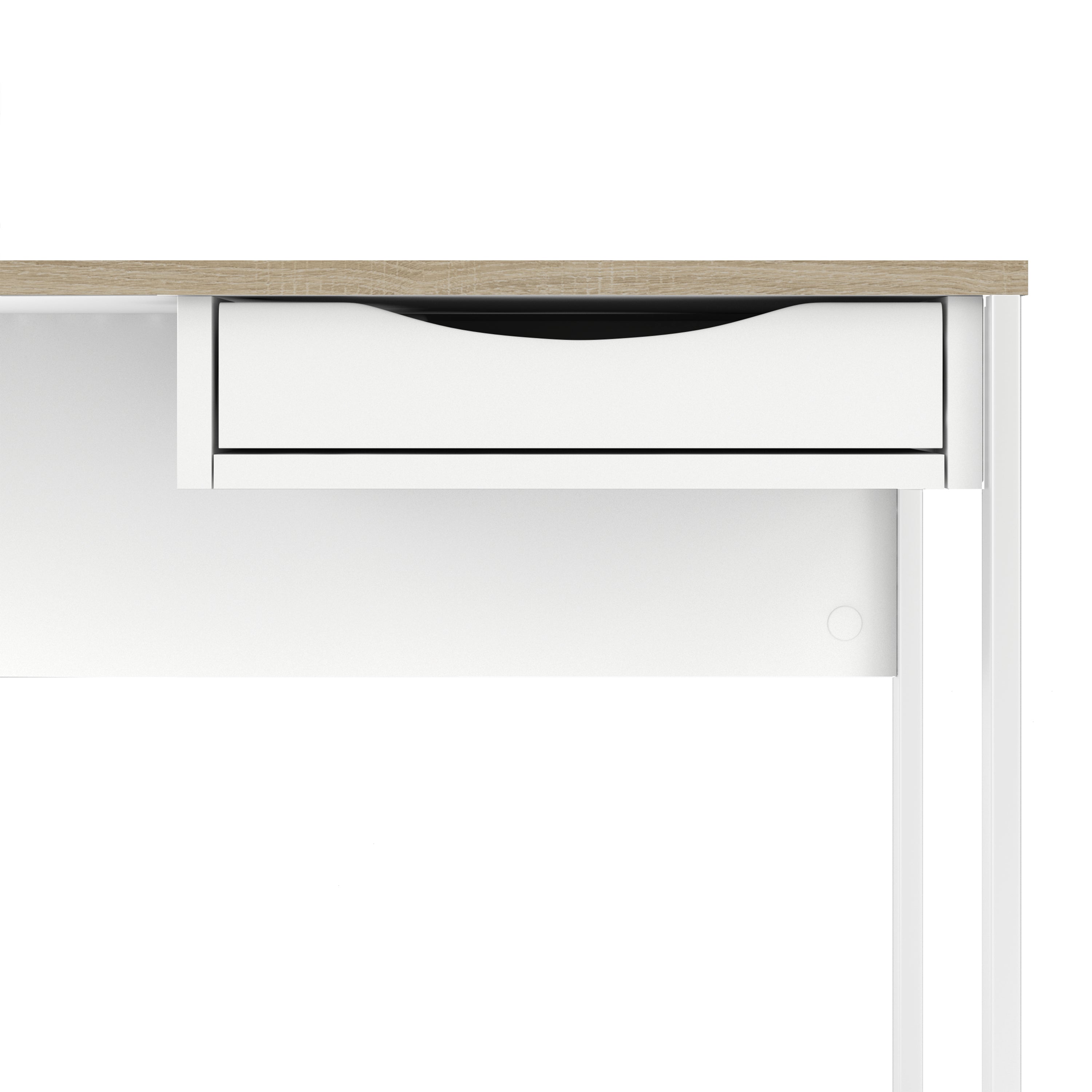 Function Plus Desk 1 Drawer in White with Oak Trim – FTG, view 7