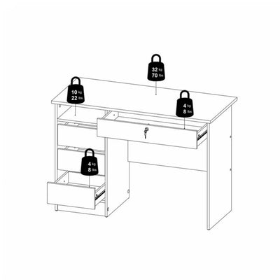 Function Plus 4 Drawer Desk Handleless Drawer in White – FTG, view 10