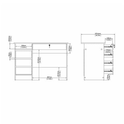 Function Plus 4 Drawer Desk Handleless Drawer in White – FTG, view 9