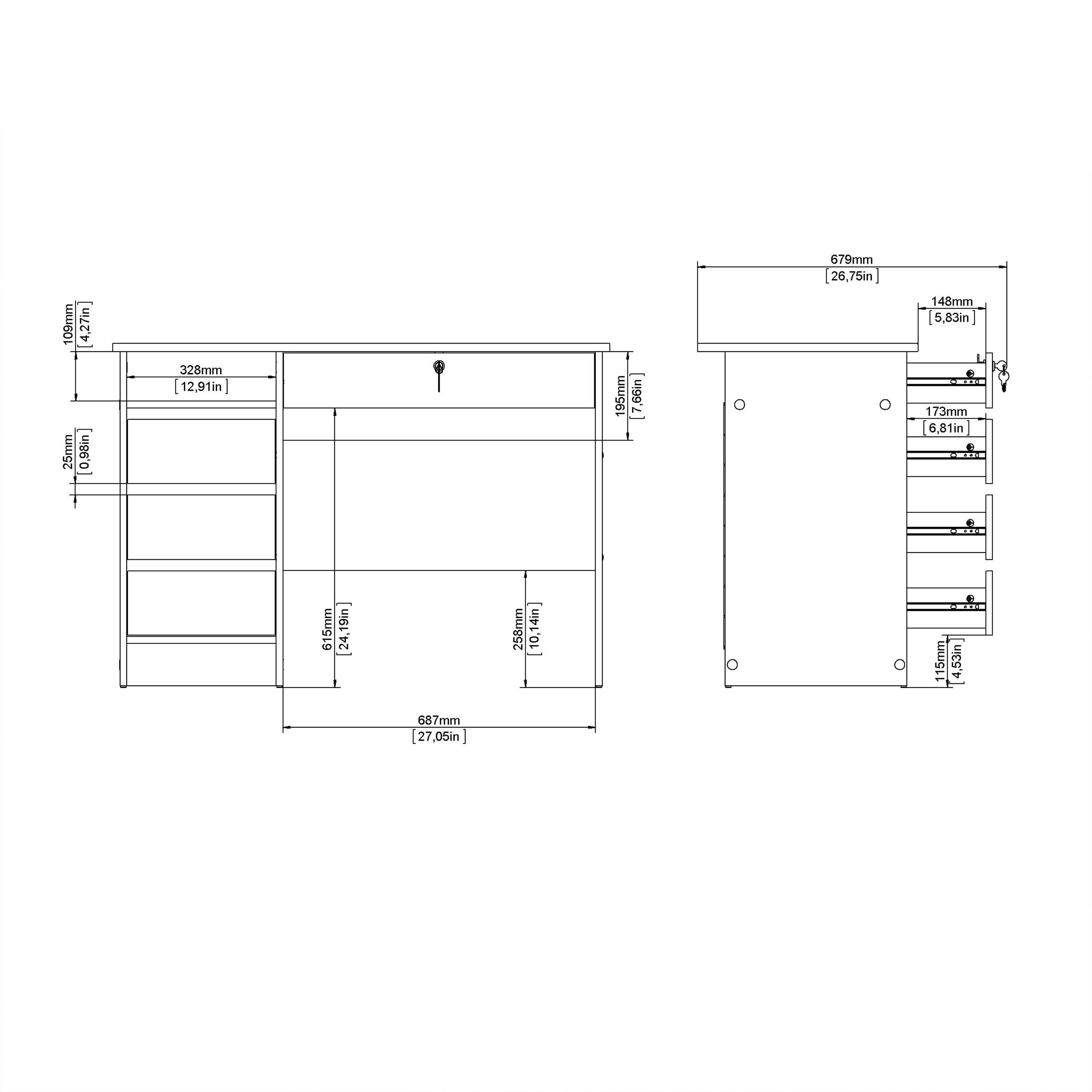 Function Plus 4 Drawer Desk Handleless Drawer in Jackson Hickory Oak – FTG, view 10