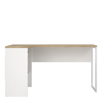 Function Plus Corner Desk 2 Drawers in White and Oak – FTG, view 2