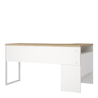 Function Plus Corner Desk 2 Drawers in White and Oak – FTG, view 4