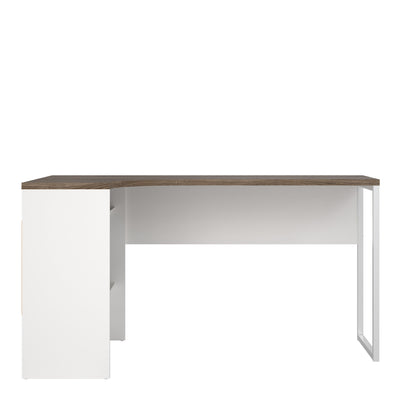 Function Plus Corner Desk 2 Drawers in White and Truffle Oak – FTG, view 2