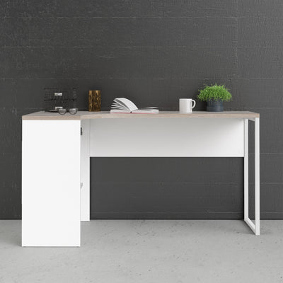 Function Plus Corner Desk 2 Drawers in White and Truffle Oak – FTG, view 7