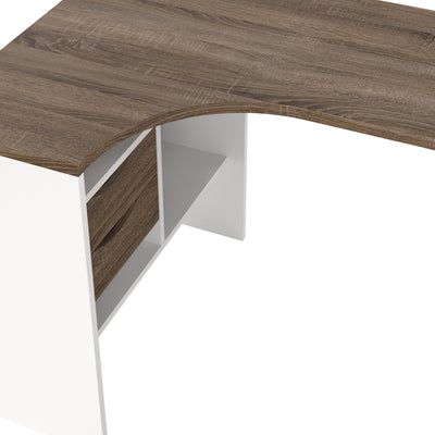 Function Plus Corner Desk 2 Drawers in White and Truffle Oak – FTG, view 8