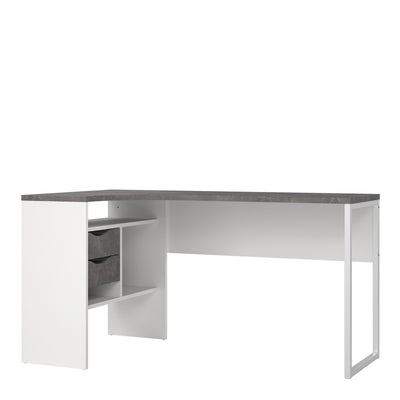 Function Plus Corner Desk 2 Drawers in White and Grey – FTG