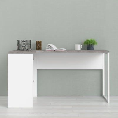 Function Plus Corner Desk 2 Drawers in White and Grey – FTG, view 7
