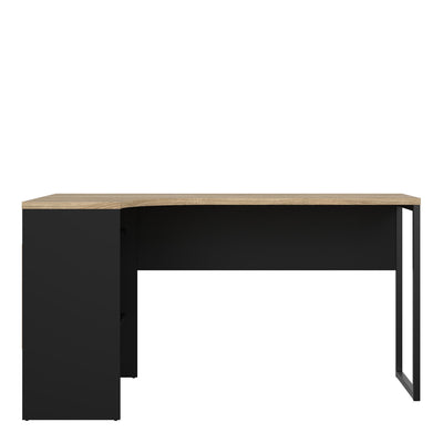 Function Plus Corner Desk 2 Drawers in Black Matt and Oak – FTG, view 2