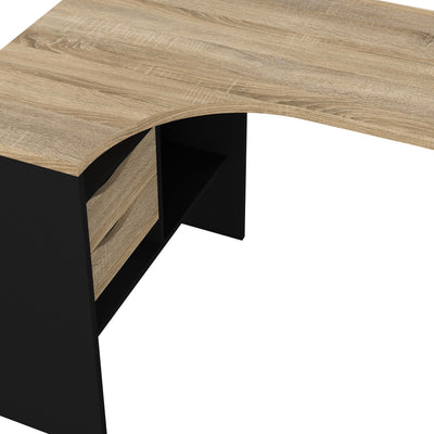 Function Plus Corner Desk 2 Drawers in Black Matt and Oak – FTG, view 7